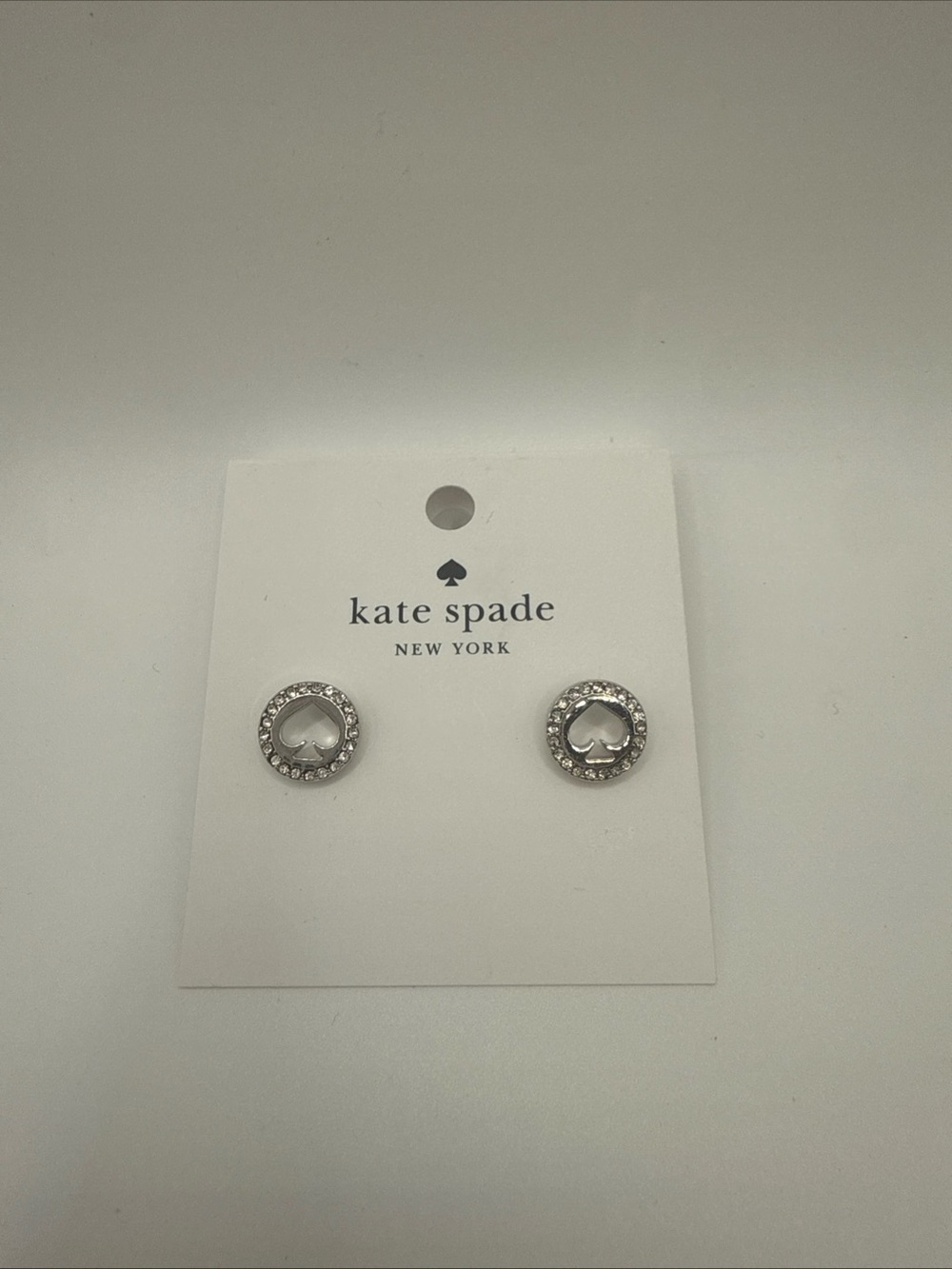 kate spade Silver Crystal Spade Circle Stud Earrings